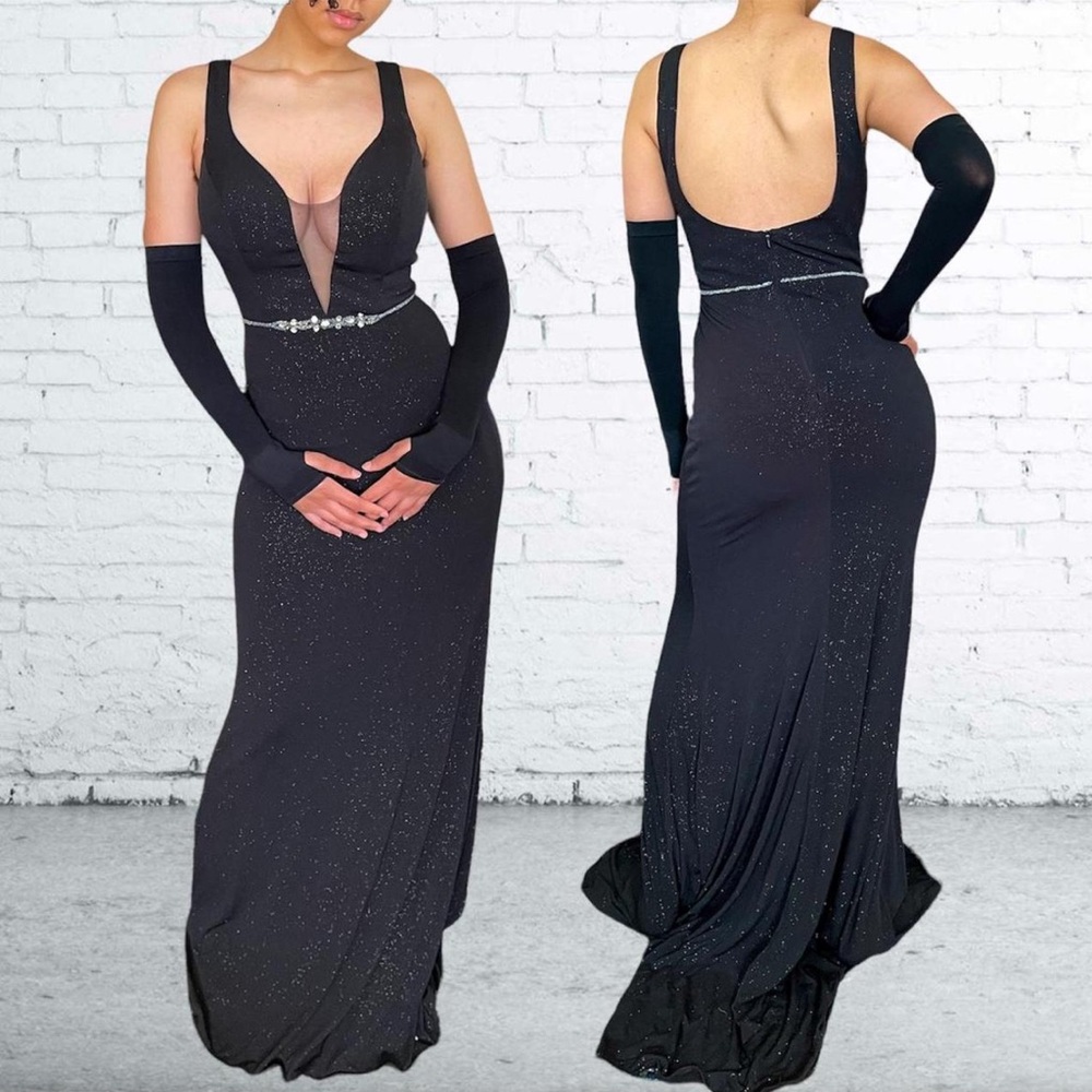 Shimmer Plunge Formal Dress